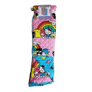 NEW Hello Kitty Friends‎ Quilt Reversible Blanket Twin Sanrio Rainbow Pink Blue